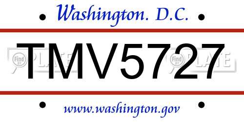 TMV5727 District Of Columbia License Plate