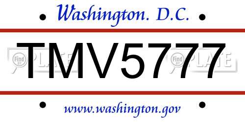 TMV5777 District Of Columbia License Plate