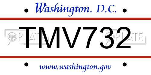 TMV732 District Of Columbia License Plate