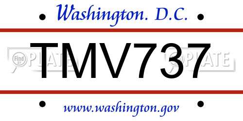 TMV737 District Of Columbia License Plate
