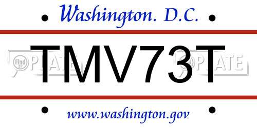 TMV73T District Of Columbia License Plate