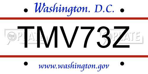 TMV73Z District Of Columbia License Plate