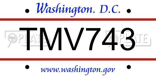 TMV743 District Of Columbia License Plate