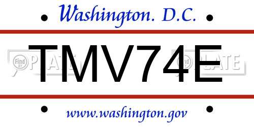 TMV74E District Of Columbia License Plate