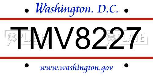 TMV8227 District Of Columbia License Plate