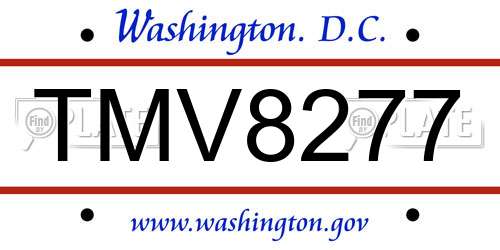 TMV8277 District Of Columbia License Plate