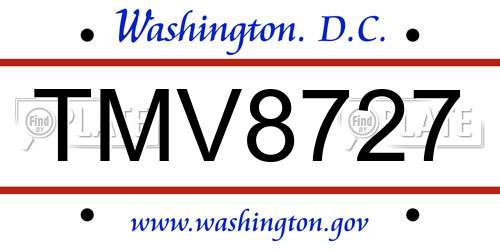 TMV8727 District Of Columbia License Plate