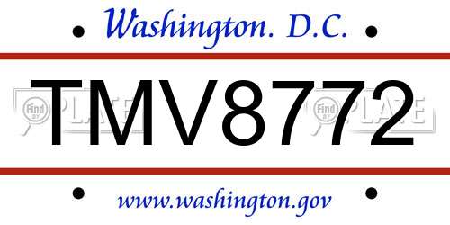TMV8772 District Of Columbia License Plate
