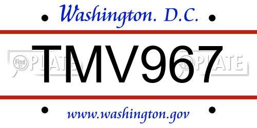 TMV967 District Of Columbia License Plate