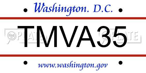 TMVA35 District Of Columbia License Plate