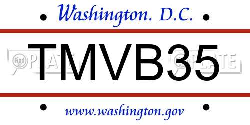 TMVB35 District Of Columbia License Plate