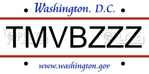 TMVBZZZ District Of Columbia License Plate