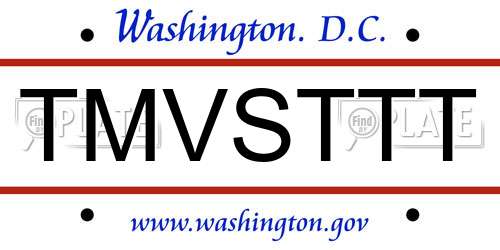 TMVSTTT District Of Columbia License Plate