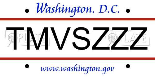 TMVSZZZ District Of Columbia License Plate