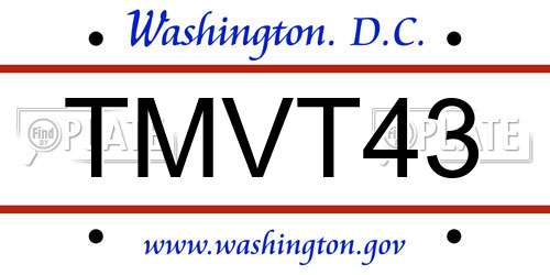 TMVT43 District Of Columbia License Plate