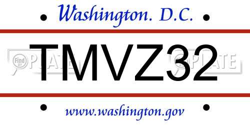 TMVZ32 District Of Columbia License Plate