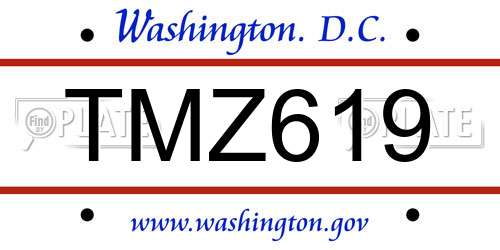 TMZ619 District Of Columbia License Plate