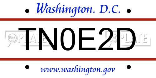 TN0E2D District Of Columbia License Plate