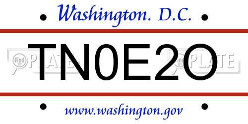 TN0E2O District Of Columbia License Plate