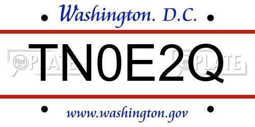 TN0E2Q District Of Columbia License Plate