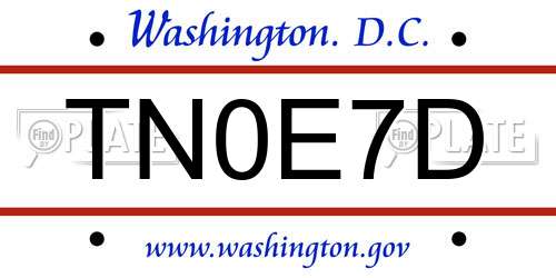 TN0E7D District Of Columbia License Plate