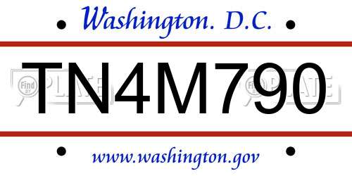 TN4M790 District Of Columbia License Plate