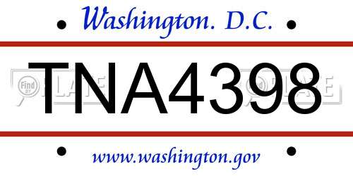 TNA4398 District Of Columbia License Plate