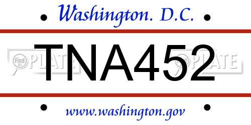TNA452 District Of Columbia License Plate