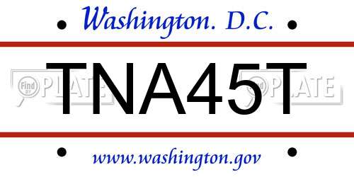 TNA45T District Of Columbia License Plate