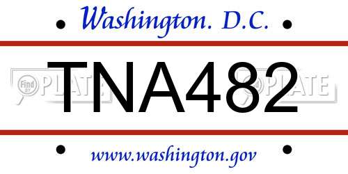 TNA482 District Of Columbia License Plate