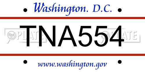 TNA554 District Of Columbia License Plate