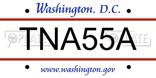 TNA55A District Of Columbia License Plate