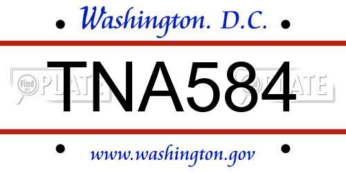 TNA584 District Of Columbia License Plate
