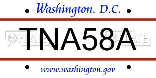 TNA58A District Of Columbia License Plate