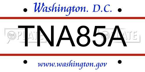 TNA85A District Of Columbia License Plate