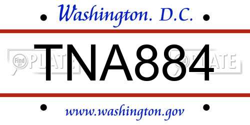 TNA884 District Of Columbia License Plate