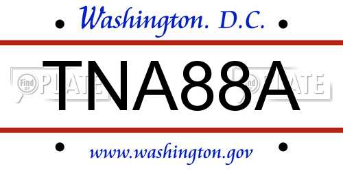 TNA88A District Of Columbia License Plate