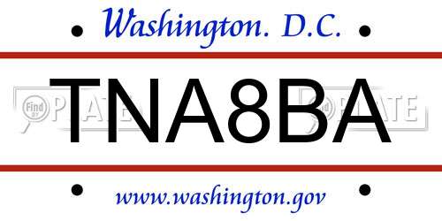 TNA8BA District Of Columbia License Plate