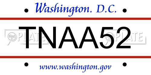 TNAA52 District Of Columbia License Plate