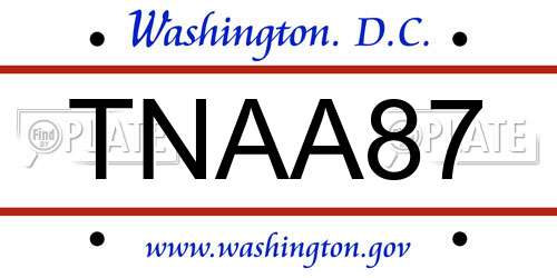 TNAA87 District Of Columbia License Plate