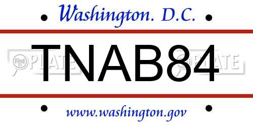 TNAB84 District Of Columbia License Plate