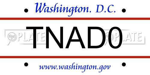 TNAD0 District Of Columbia License Plate