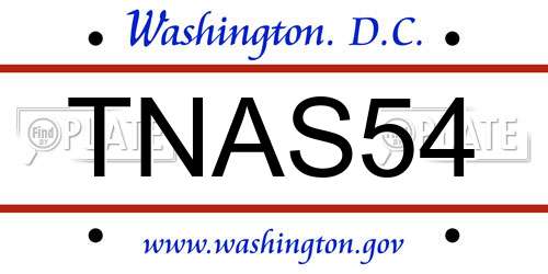 TNAS54 District Of Columbia License Plate