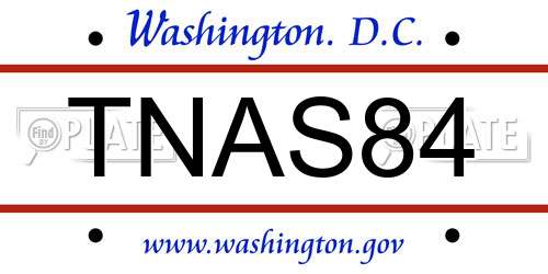 TNAS84 District Of Columbia License Plate