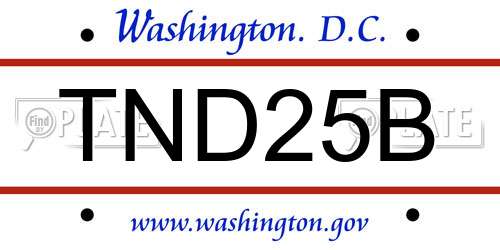 TND25B District Of Columbia License Plate
