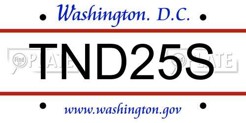 TND25S District Of Columbia License Plate