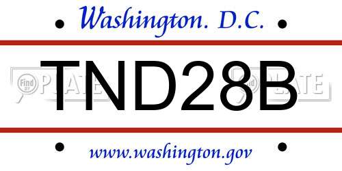 TND28B District Of Columbia License Plate