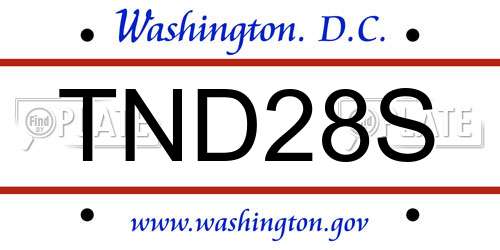 TND28S District Of Columbia License Plate