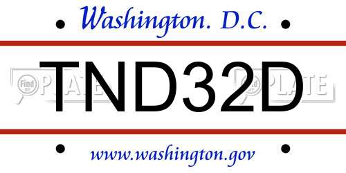 TND32D District Of Columbia License Plate