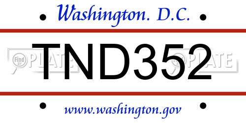 TND352 District Of Columbia License Plate